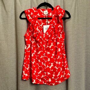 Cabi sleeveless red floral top